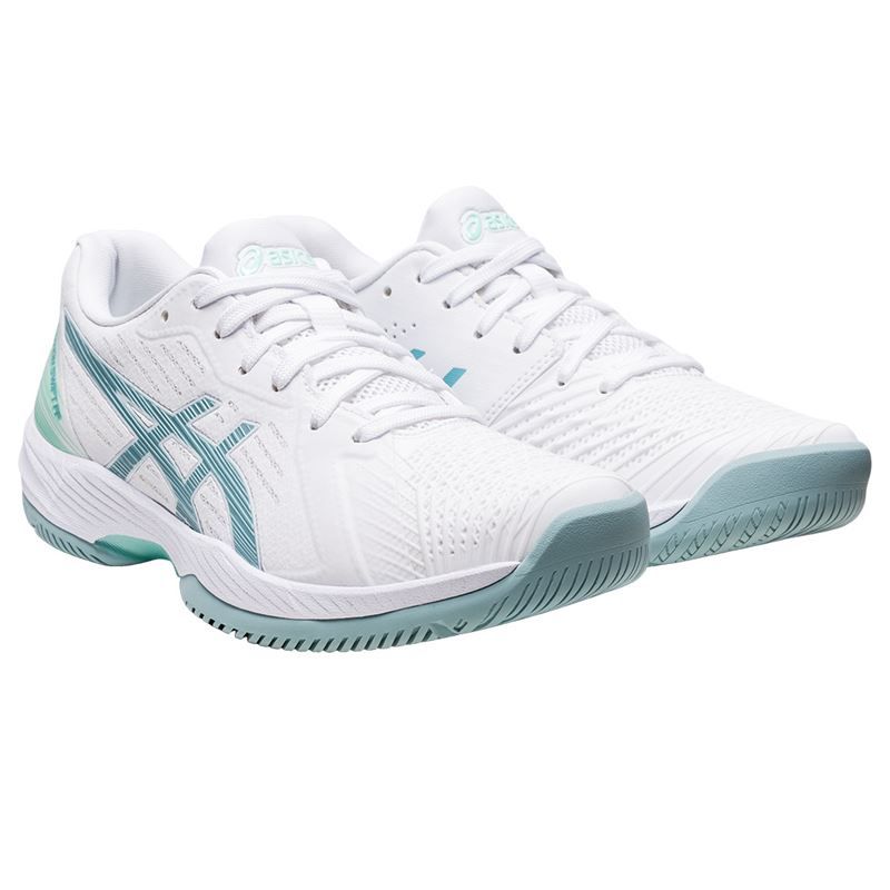 Asics Solution Swift FF Womens Tennis Shoe - White/Smoke Blue | Tennis-Point