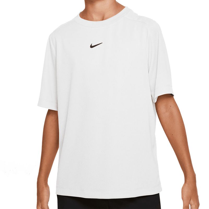 Nike Boys Dri Fit Short Sleeve Shirt - White/Black | Tennis Shop