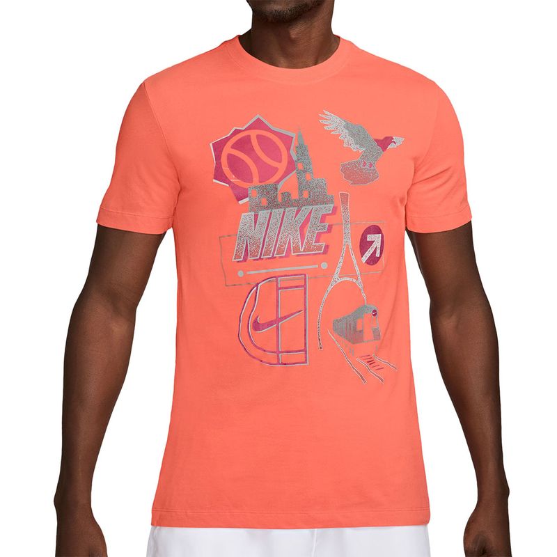 Nike Court Dri Fit New York Tee Shirt Light Wild Mango Tennis Point