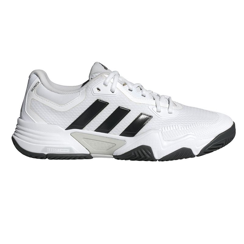 Adidas white tennis shoes with black stripes on sale